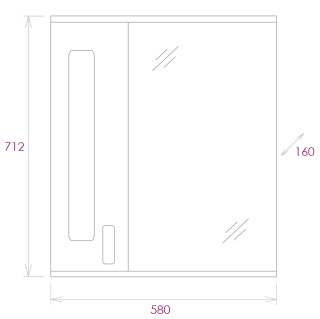 Шкаф-зеркало с подсветкой Onika Кристалл 205817 левый 58см белый