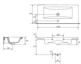 Мебельная раковина Cersanit Como 100см белый 00000007930