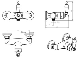 Смеситель для душа Boheme Vogue хром Murano, черное_Комплект хром
