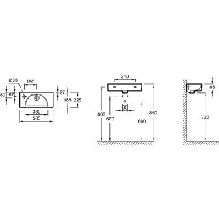 Раковина Jacob Delafon Odeon Rive Gauche EGO112-56-00