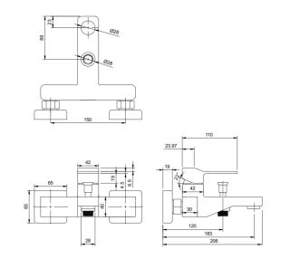 Смеситель для ванны Omnires Slide хром SL7730CR