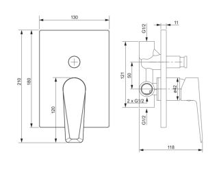 Встраиваемый смеситель для душа Omnires Astoria чёрный матовый BA7835BL