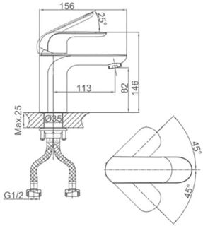 Смеситель для раковины DQ Venice Gondola хром DA1022141