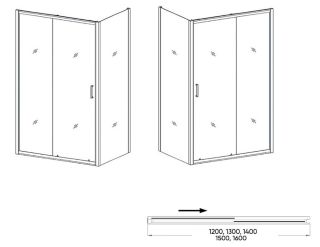 Душевой уголок Orange E23-16090TCR без поддона 160х90, стекло прозрачное
