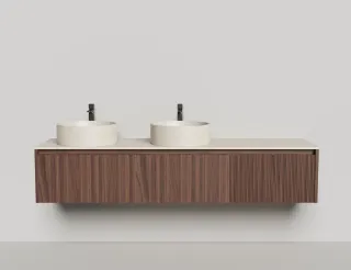 Подвесная тумба Salini Domino 27D220D 200см шпон гладкий фасад  для двух раковин