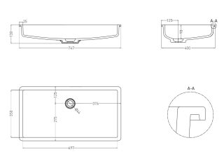 Встраиваемая раковина Salini Marea 10 S-Stone 1802210M 75см белый матовый