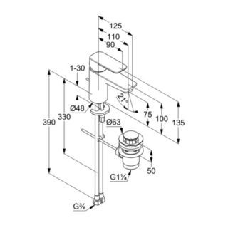Смеситель для раковины Kludi Pure&Style 403883975 чёрный матовый