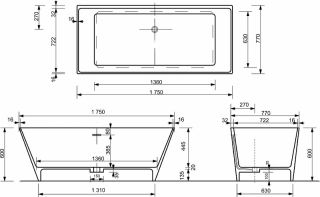 Ванна из литьевого мрамора Эстет Manhattan silk ФР-00014435 175x77см белый матовый
