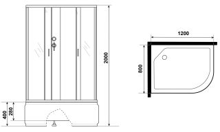 Душевая кабина Niagara NG-2310-14LBKG с гидромассажем 120x80см серебро/матовое
