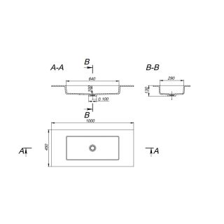 Столешница с раковиной Holbi Neptune 100см цветной матовый 1.05.008.11.3