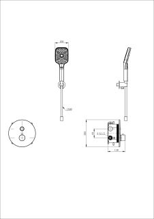 Встраиваемый смеситель для душа Wonzon & Woghand WW-D1017-A-BGG с термостатом тёмный графит