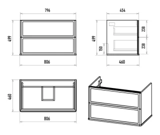 Подвесная тумба под раковину Brevita Verde 80 УТ000026830 зеленый
