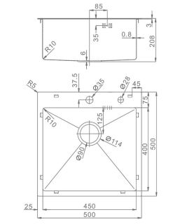 Кухонная мойка Raglo R700.5050.05 50см сатин