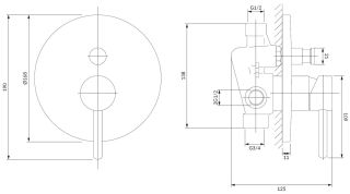 Встраиваемый смеситель для душа Omnires Y золото Y1235GL