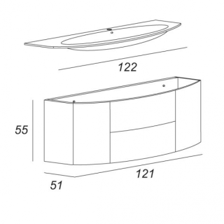 Тумба под раковину Cezares 121x55 Rovere tabacco Eden 54842