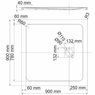 Душевой поддон из искусственного камня WasserKRAFT Neime 90х90 19T03 Черный матовый