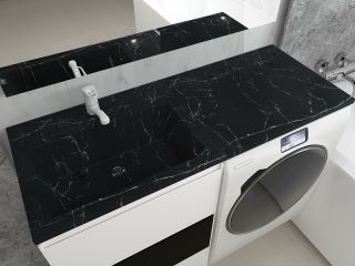 Раковина над стиральной машиной Stella Polar Мадлен 120см левая чёрный мрамор SP-00001196