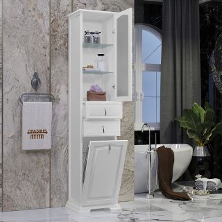 Шкаф-колонна Opadiris Риспекто 40 L 00-00005838 с бельевой корзиной Белый матовый