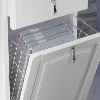 Шкаф-колонна Opadiris Риспекто 40 L 00-00005838 с бельевой корзиной Белый матовый