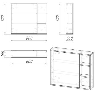 Шкаф-зеркало Grossman Форта 2080022 80см тёмный дуб