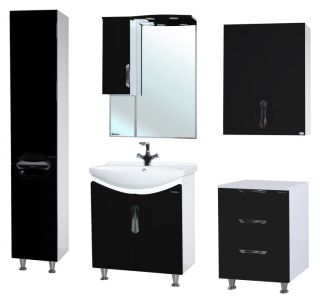 Зеркало-шкаф с подсветкой Bellezza Лагуна 65см левый чёрный 00000001100