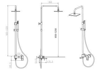 Душевая стойка Boheme Q 148-BUW.2 чёрный/синий