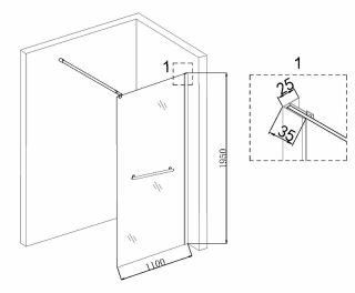 Душевая перегородка Niagara NG-681-11BLACK 110см чёрный/прозрачное