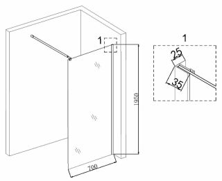 Душевая перегородка Niagara NG-683-70BLACK 70см чёрный/прозрачное