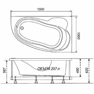 Акриловая ванна Triton Кайли Щ0000048090 150x100 см L белый