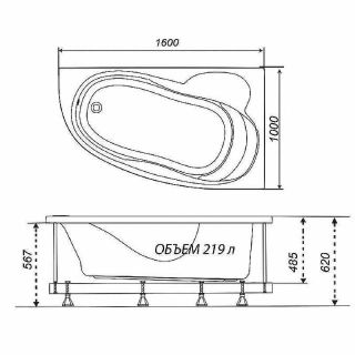 Акриловая ванна Triton Николь Щ0000048679 160x100 см L белый