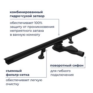Душевой лоток обрезной RGW SDR-50B 76215080-04 80 см чёрный