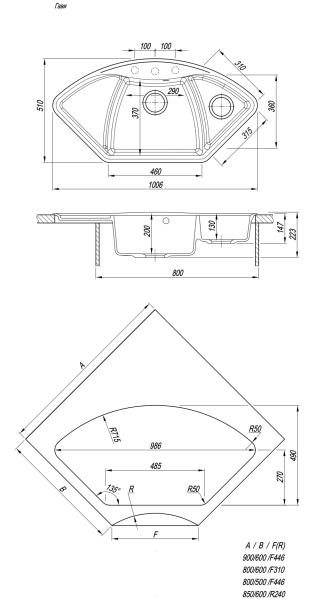 Кухонная мойка Florentina Гави грей