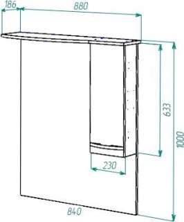 Зеркало-шкаф с подсветкой Bellezza Балтика 90см правый белый 00000005367