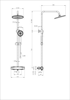 Душевая стойка Wonzon & Woghand Neo WW-B3035-A-BG с термостатом брашированное золото