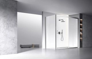 Боковая панель Veconi KP-13, 1100х1950 , хром, стекло прозрачное