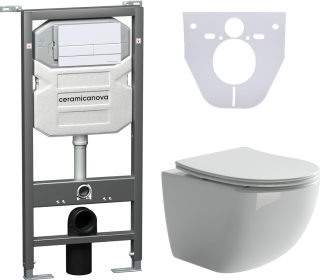 Комплект с инсталляцией Ceramica Nova CN3009_1002W_1000 унитаз Forma CN3009 крышка-сиденье с микролифтом и инсталляция Envision CN1002W с белой матовой кнопкой смыва Flat