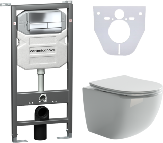 Комплект с инсталляцией Ceramica Nova CN3009_1002CH_1000 унитаз Forma CN3009 крышка-сиденье с микролифтом и инсталляция Envision CN1002CH с кнопкой смыва хром Flat
