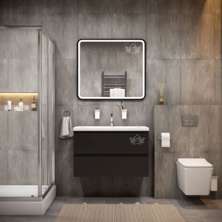 Зеркало с подсветкой Art&Max Genova 90x80см чёрный AM-Gen-900-800-DS-F