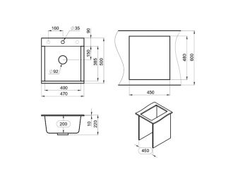 Мойка кухонная Granula 4701, ГРАФИТ