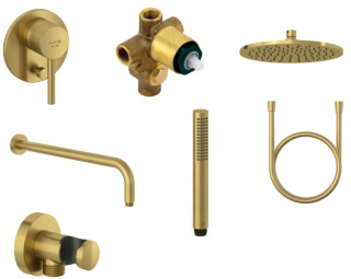 Душевой комплект Kludi Bozz 38736N076 со смесителем брашированное золото