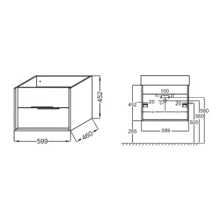 Тумба под раковину Jacob Delafon Vivienne EB1666-E75-J5 60 см дуб давос натуральный/белый блестящий