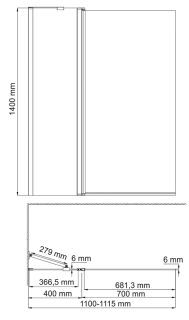 Шторка на ванну WasserKRAFT Berkel 48P02-110WHITE Fixed