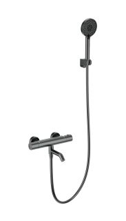 Смеситель для ванны с душем Wonzon & Woghand WW-B3029-A1-BGG с термостатом тёмный графит