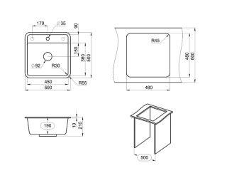 Мойка кухонная Granula Standart 5001, ЧЁРНЫЙ