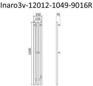 Полотенцесушитель электрический Маргроид Inaro3v-12012-1049-9016R правый 15x120см белый матовый