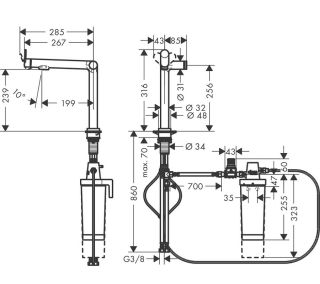 Смеситель Hansgrohe Aqittura M91 76804670 для кухни с подключением к фильтру