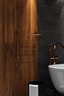 Полотенцесушитель водяной Indigo Line LLSHW60-50GDPK3 с полкой 60x50 см золото