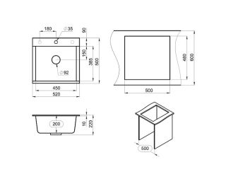 Мойка кухонная Granula 5201, АЛЮМИНИУМ