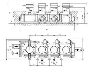 Скрытая часть для термостатического смесителя с тремя независимыми позициями Gessi Universale 09266.031