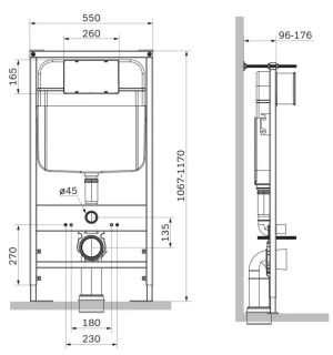 Инсталляция ля унитаза SantiLine SL-04 с кнопкой смыва чёрный матовый квадрат